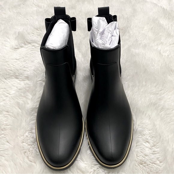 kate spade Shoes - Kate Spade NY Chelsea Black Ankle Rain Rubber Boots w/ Bow NWOB Size 7 & Size 8